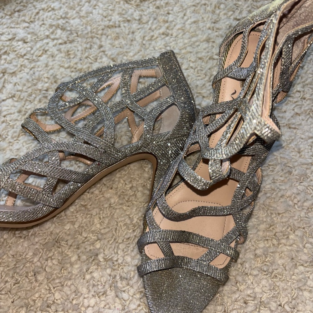 Elegant Silver Strappy Women's Heels